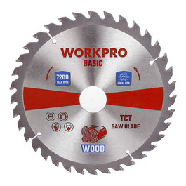 Workpro Disco de Sierra Circular TCT para Madera Basic - Ø185 x 30 mm, 36 Dientes, Carburo de Tungsteno, Corte Básico y Económico para Tableros y MDF - 7200 RPM