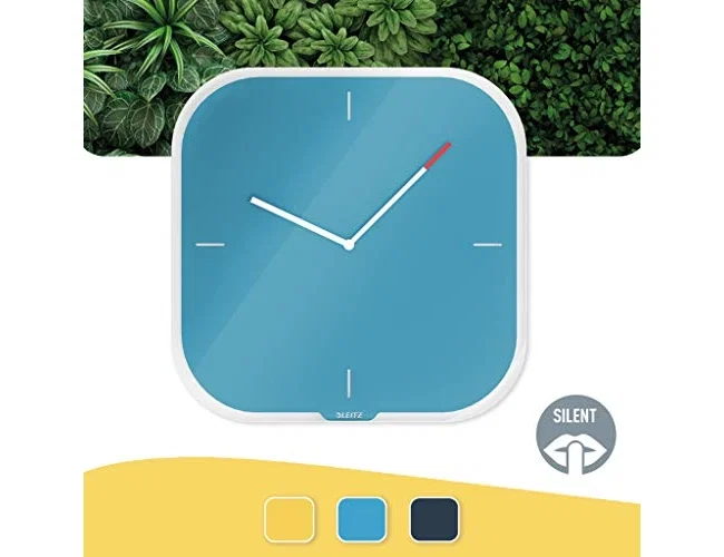 Leitz Reloj de pared Cosy de cristal azul 30x30 cm