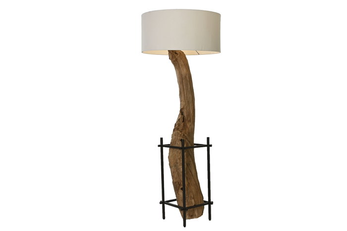 DKD Home Decor Lámpara de Techo Teca y Hierro Hecha a Mano DKD Home Decor Lámpara de Techo Teca y Hierro Hecha a Mano