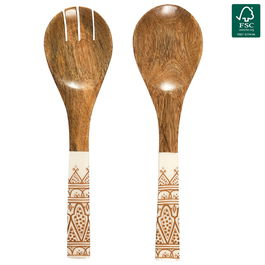Home Deco Factory Juego De 2 Cubiertos Servir Mirage Madera