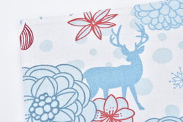 DKD Home Decor Individual Navidad Reno Flores Azul Celeste Rojo Algodón 30 x 45 cm Pack 12 Unidades