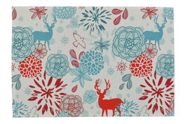 DKD Home Decor Salvamanteles Individuales RENO FLORES, Pack de 12, Azul Celeste y Rojo