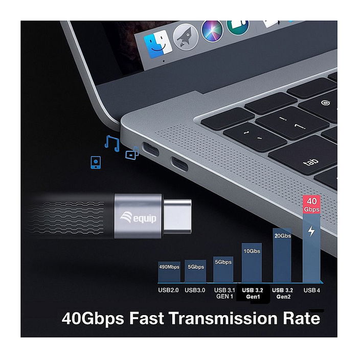 EQUIP Cable USB4 Gen 3x2 80Gbps 0.13m Negro - 128410