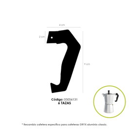 ORYX Mango para Cafetera Alumino Classic 6 Tazas