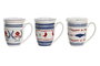 DKD Home Decor Pack de 6 Tazas de Porcelana BLUE RED BIRD Surtidas en Azul, Rojo y Blanco