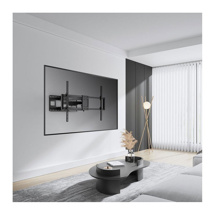 VALUE 17.99.1227 Soporte de TV a Pared, Negro, Acero, Para TV 60-120 Pulgadas, Hasta 120 kg, Ajustable con Inclinación y Giro (200 x 200 - 900 x 600 mm)