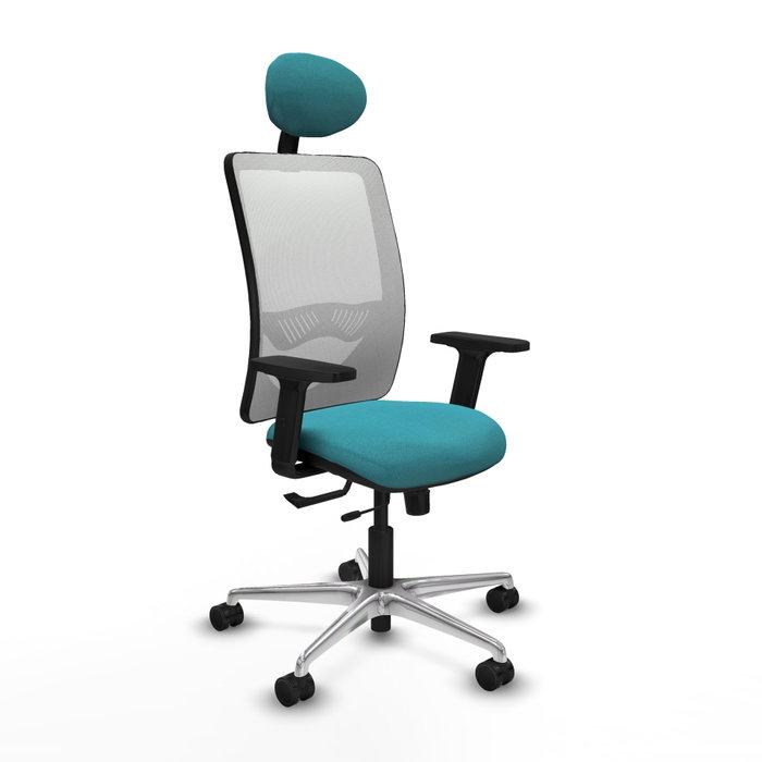 PIQUERAS Y CRESPO Silla de oficina Zulema con mecanismo Sincro/Traslack, Tela Turquesa y Malla Blanca PIQUERAS Y CRESPO Silla de oficina Zulema con mecanismo Sincro/Traslack, Tela Turquesa y Malla Blanca