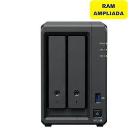 Synology DiskStation DS725+ NAS, 2 Bahías 3.5'/2.5' SATA, 32GB DDR4 ECC RAM, AMD Ryzen R1600, Puerto 2.5GbE, Ranuras M.2 NVMe, Formato Torre