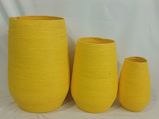 DKD Home Decor Macetero Urban Amarillo 30 x 60 x 30 cm Set de 3