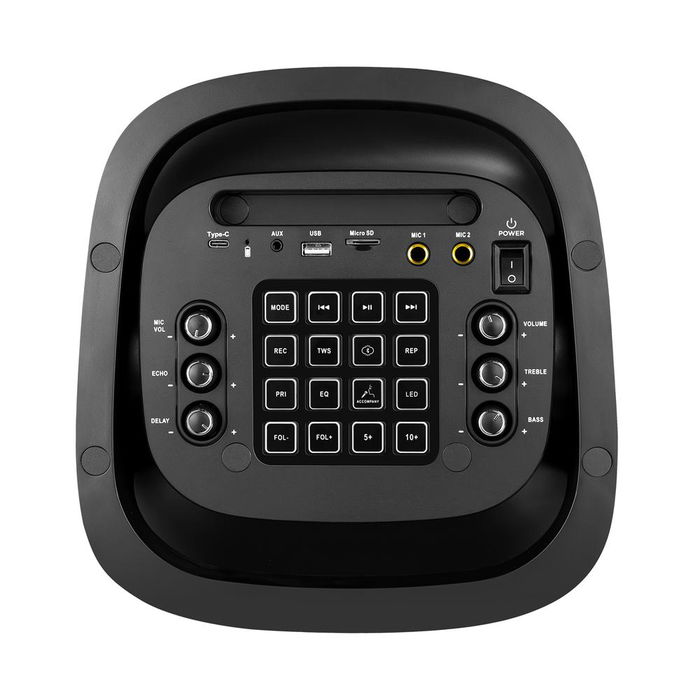 Phoenix Rumbleboss Altavoz Portátil Bluetooth 5.0 de 80W RMS con Micrófonos Karaoke, Luz RGB, Batería Recargable y Radio FM