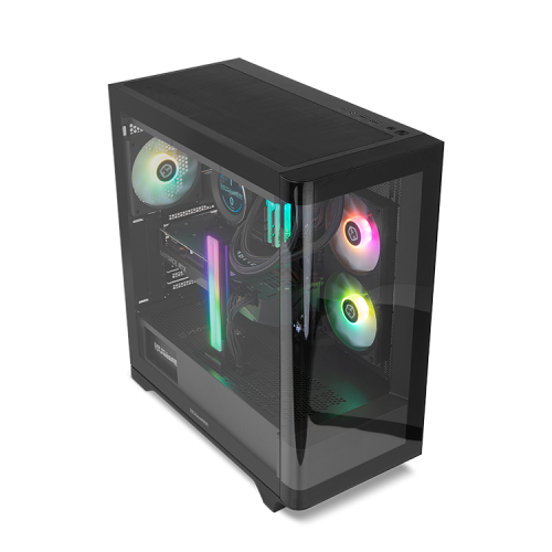 NOX HUMMER ETHER Negro Caja PC Semitorre Cristal Templado Panel Frontal Panorámico USB-C