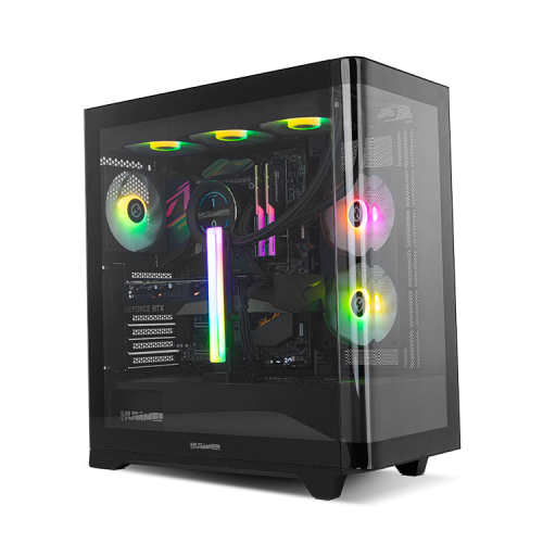 NOX HUMMER ETHER Negro Caja PC Semitorre Cristal Templado Panel Frontal Panorámico USB-C