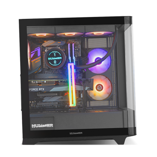 NOX HUMMER ETHER Negro Caja PC Semitorre Cristal Templado Panel Frontal Panorámico USB-C