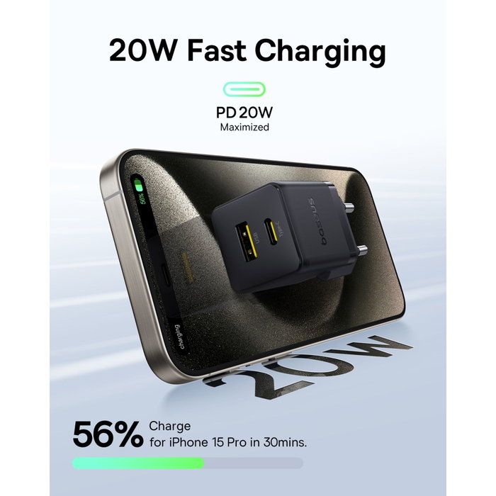 Baseus Palm Cargador 20W USB y USB-C Negro EU