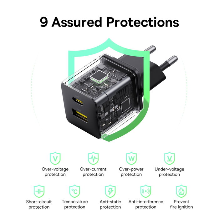 Baseus Palm Cargador 20W USB y USB-C Negro EU