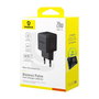 Baseus Cargador Rápido 20W 2 Puertos (USB-C/USB-A) Power Delivery 3.0 & Quick Charge 3.0 para Interiores, Enchufe EU, Negro