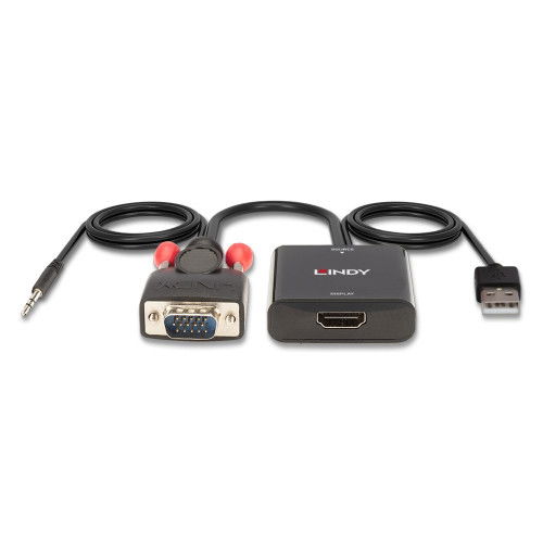 Adaptador VGA a HDMI con Audio LINDY Negro
