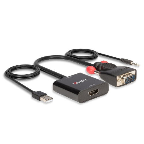 Adaptador VGA a HDMI con Audio LINDY Negro