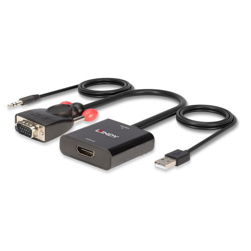 Adaptador VGA a HDMI con Audio LINDY Negro