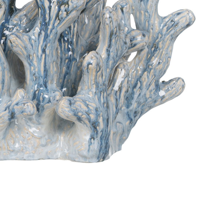 Figura Coral Azul Cerámica Decoración 43 X 21 X 30,50 cm