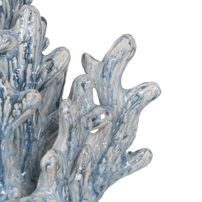 Figura Coral Azul Cerámica Decoración 43 X 21 X 30,50 cm