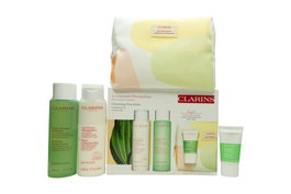 Clarins Cleansing Essentials Gift Set 200ml Cleansing Milk + 200ml Toning Lotion + 15ml Pure Scrub + Bag