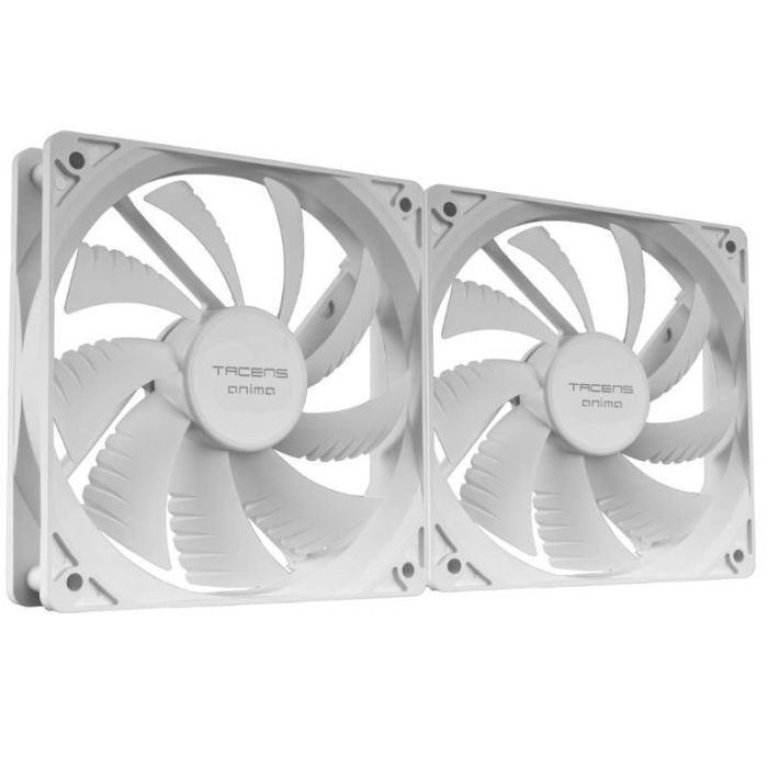 Tacens Anima AF12X2W Pack de 2 Ventiladores PC 120mm, Blanco, Ultra Silenciosos (14dB), Rodamientos FLUXUS, 1200 RPM, 3 Pins/Molex