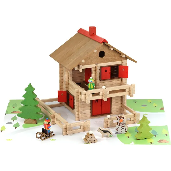 Jeujura - Set de Construcción de Madera El Gran Chalet Alpino - 215 Piezas - Para Mayores de 5 Años