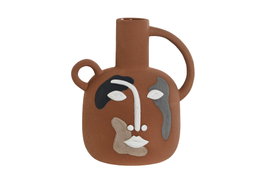 DKD Home Decor Jarrón de Cerámica Cara Terracota y Multicolor