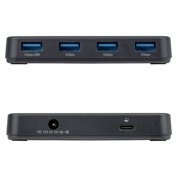 StarTech Hub USB 4 Puertos USB-A 5Gbps con Alimentación Propia y Cable Host 2-en-[1 USB-C/USB-A - Puerto Carga BC 1.2 - Incluye Adaptador 24W