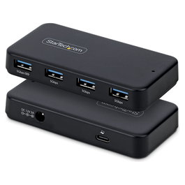 StarTech Hub USB 4 Puertos USB-A 5Gbps con Alimentación Propia y Cable Host 2-en-[1 USB-C/USB-A - Puerto Carga BC 1.2 - Incluye Adaptador 24W