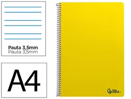 Liderpapel Cuaderno Espiral Smart A4 Tapa Blanda Amarillo