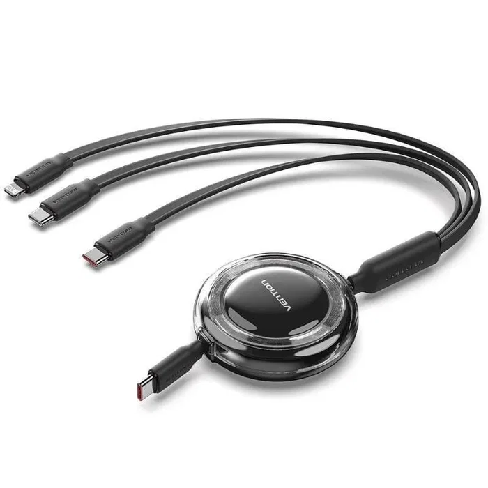 Vention Cable USB Tipo-C 2.0 5A TRKBBE Retráctil 3 en 1 Negro Vention Cable USB Tipo-C 2.0 5A TRKBBE Retráctil 3 en 1 Negro