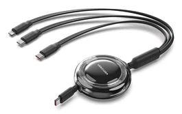 Vention Cable USB 3 en 1 TRKBBE con USB-C y Lightning, 1.1m, Negro