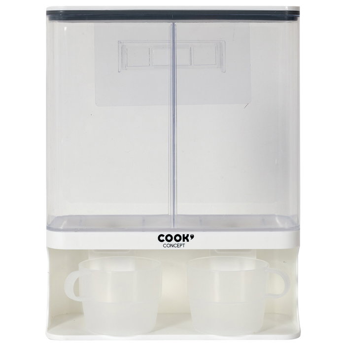 Cook Concept Dispensador 2 Compartimentos 3L para Cereales Café Frutos Secos con Vasos Graduados