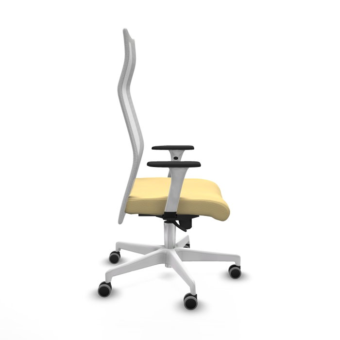 PIQUERAS Y CRESPO Sillón Albacete con Mecanismo Sincro, Similpiel Crema y Malla Blanco PIQUERAS Y CRESPO Sillón Albacete con Mecanismo Sincro, Similpiel Crema y Malla Blanco