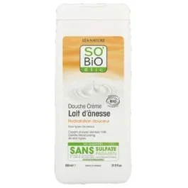 SO'BIO ETIC Gel de Ducha Hidratante con Leche de Burra - 650 ml - Textura Cremosa - Certificado ECOCERT - Bio