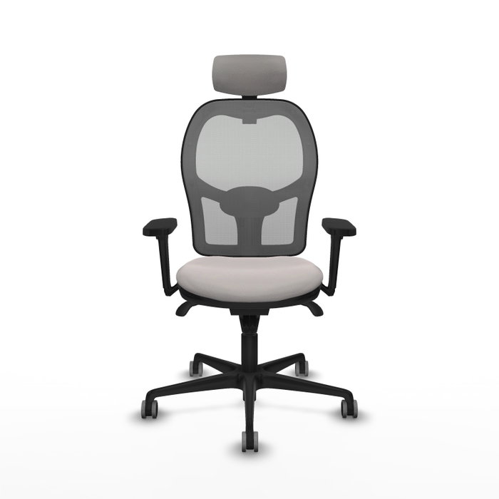 PIQUERAS Y CRESPO Silla de oficina Jorquera con mecanismo Sincro, Similpiel Blanco y Malla Gris