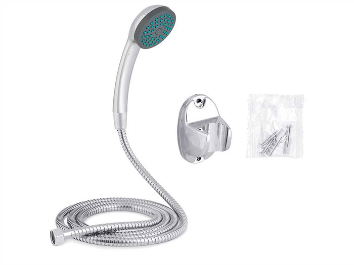 Berilo Teléfono Ducha y Manguera 2M, Plata, 15x28x6 cm, con Efecto Lluvia, Antical y Ahorro de Agua (Set de 12)