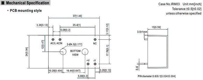 MEAN WELL IRM-03-9 Convertidor AC/DC 3W 9VDC