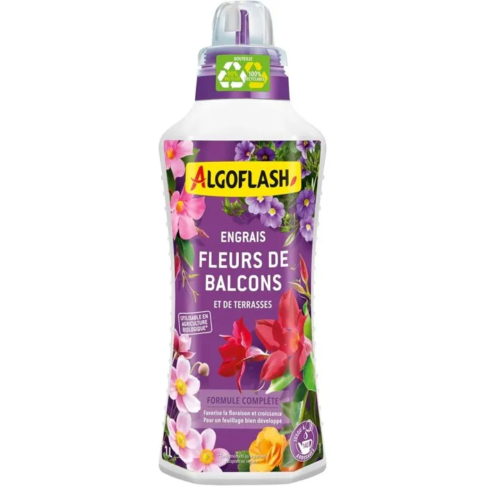 Algoflash Fertilizante para Flores, Patios y Balcones, 1 Litro, AACBI70126 Algoflash Fertilizante para Flores, Patios y Balcones, 1 Litro, AACBI70126