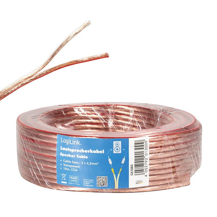 LogiLink Cable de altavoz de audio 2 x 2,5 mm² transparente 10 m LogiLink Cable de altavoz de audio 2 x 2,5 mm² transparente 10 m