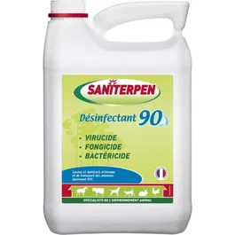 Saniterpen Desinfectante 90 Alto Rendimiento 5L Para Hábitat, Vehículos y Transporte Animal