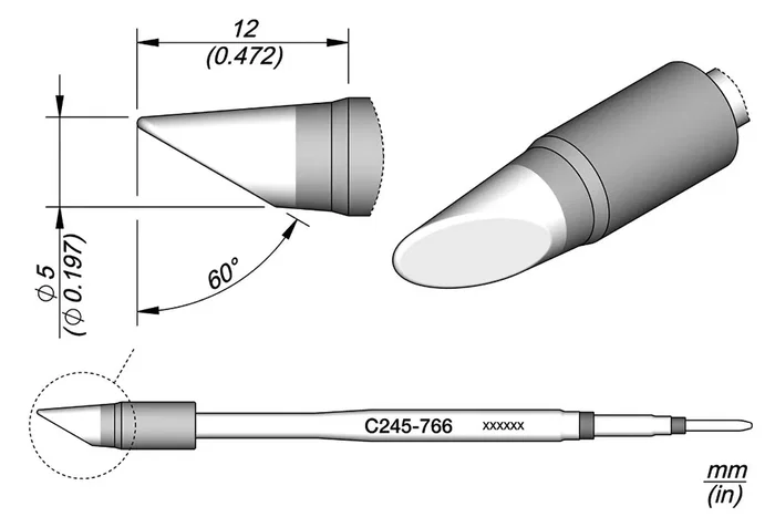 JBC TOOLS Punta de soldadura especial 5x12mm JBC TOOLS Punta de soldadura especial 5x12mm