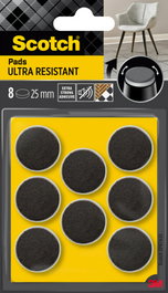 Scotch SP87A35 Fieltros Adhesivos Ultra Resistentes Redondos 25mm Negro (Blister 8 Unidades)