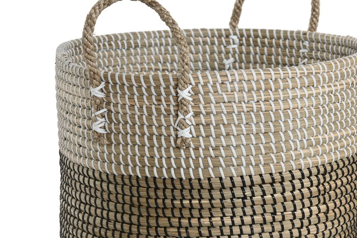 DKD Home Decor Set de 2 Cestas Seagrass Blanco 44x44x49 cm DKD Home Decor Set de 2 Cestas Seagrass Blanco 44x44x49 cm
