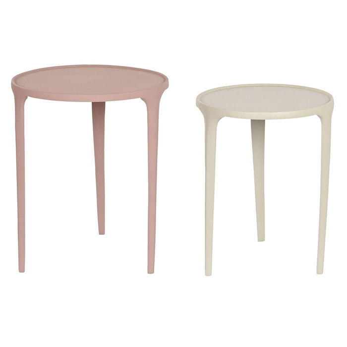 DKD Home Decor Set de 2 Mesitas Auxiliares de Aluminio Rosa