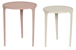 DKD Home Decor Set de 2 Mesitas Auxiliares de Aluminio Rosa