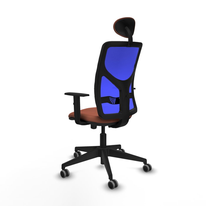 PIQUERAS Y CRESPO Silla de oficina Motilla con mecanismo Sincro/Traslack, Tela Marrón y Malla Azul PIQUERAS Y CRESPO Silla de oficina Motilla con mecanismo Sincro/Traslack, Tela Marrón y Malla Azul