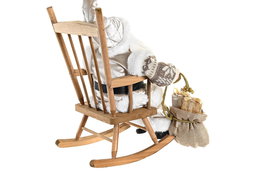 DKD Home Decor Figura Navidad Moderna Champan Gris Poliester Madera 25 x 35 x 23 cm